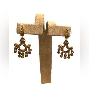 Lovely amber crystal gold finish fancy  dangle earrings